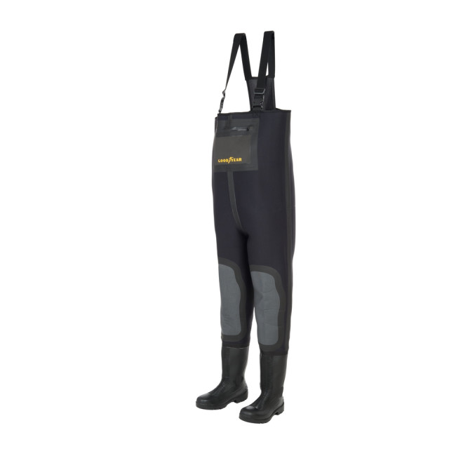 Waders Néoprène Noir 4mm + renfort genoux Cordura + bottes PVC GoodYear