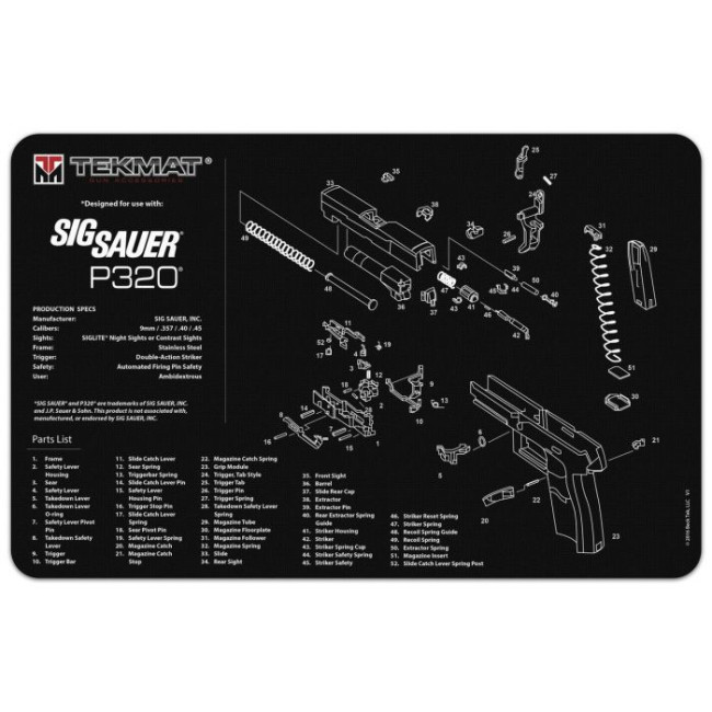 Tapis de démontage pour pistolet P320 - Tekmat Tapis de démontage pour pistolet P320 - Tekmat