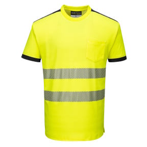 Tee-Shirt HV Jaune et Noir bandes segmentées T181 - Portwest