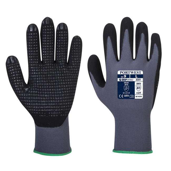Handschoen DERMIFLEX PLUS A351 Grijs en Zwart - Portwest