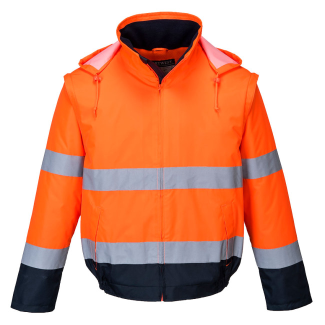 Blouson Haute Visibilité 2 en 1 doublé polaire Orange/Marine - Portwest