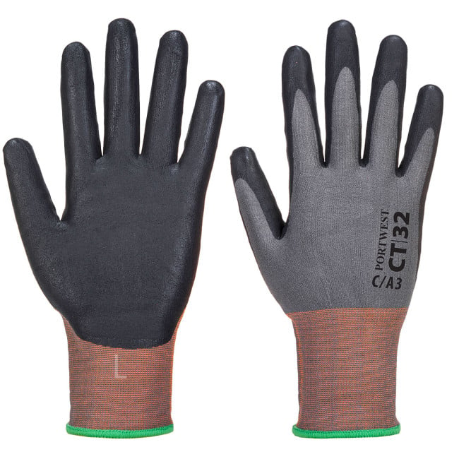 Gant Anticoupure niveau C avec mousse nitrile Gris/Noir - Portwest
