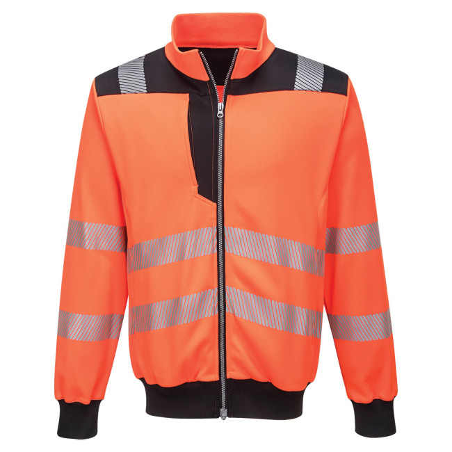 Sweat zippé de travail Haute Visibilité PW370 Orange/Noir - Portwest