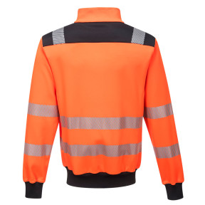 Hochsichtbare Arbeitssweatjacke mit Reißverschluss PW370 Orange/Schwarz - Portwest