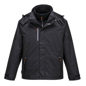 3-in-1 Parka mit abnehmbarem Fleece, wasserdicht und atmungsaktiv S553 Schwarz - Portwest