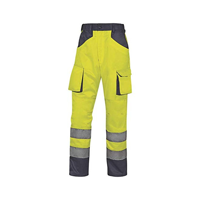 PANTALON DE TRAVAIL HAUTE VISIBILITÉ MACH2 COTON POLYESTER Jaune fluo/Gris - DELTA PLUS