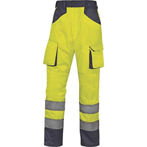 PANTALON DE TRAVAIL HAUTE VISIBILITÉ MACH2 COTON POLYESTER Jaune fluo/Gris - DELTA PLUS