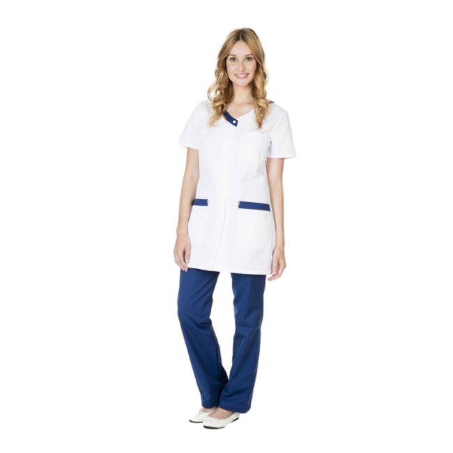 TUNIQUE FEMME VALENTINE MANCHES COURTES PC VALENTINE BLANC/MARINE - HASSON
