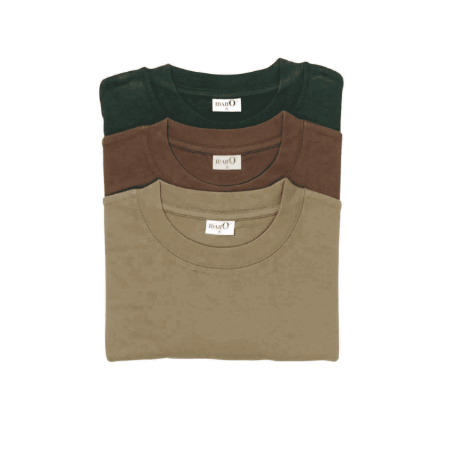 Lot de 3 tee-shirts unis Kaki/Beige/Marron - Percussion