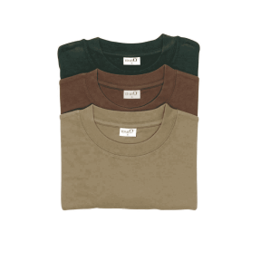 Zestaw 3 jednolitych t-shirtów Khaki/Beżowy/Brązowy - Percussion