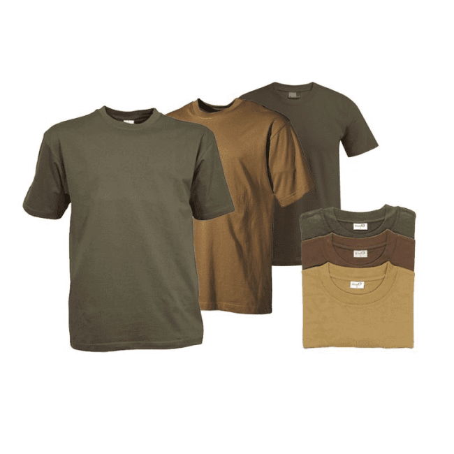 3er-Set Unifarbene T-Shirts Khaki/Beige/Braun - Percussion