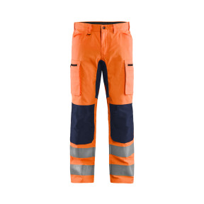 Pantalon artisan haute-visibilité +stretch Orange fluo/Marine - Blaklader