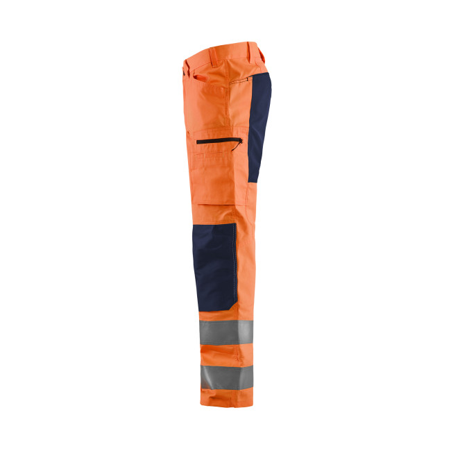 Stretch-Handwerkerhose Warnschutz Orange fluoreszierend/Navy - Blaklader