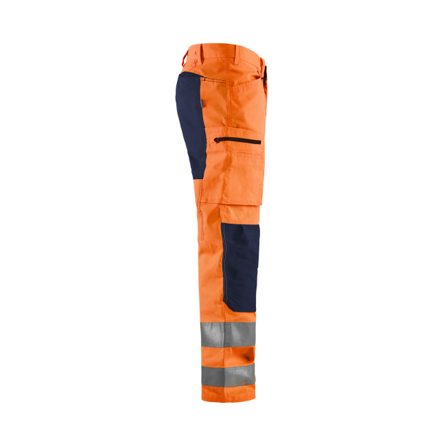 Ambachtsman broek hoge zichtbaarheid +stretch Fluor oranje/Marine - Blaklader