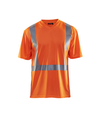T-Shirt haute visibilité col V anti-UV anti-odeur Orange fluo - Blaklader
