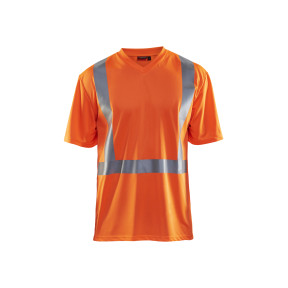 T-Shirt mit hoher Sichtbarkeit, V-Ausschnitt, UV-Schutz, geruchshemmend, Neon Orange - Blaklader