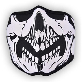 Biker masker half gezicht witte schedel - 101 INC