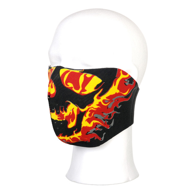 Biker mask half face yellow/red flames - 101 INC