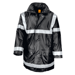 Gesteppte schwarze Parka mit reflektierenden Streifen - Result