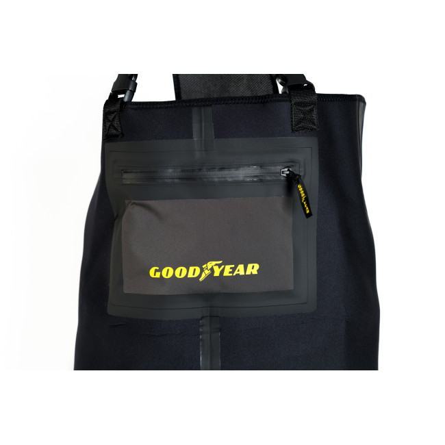 Neopren Wathose Schwarz 4mm + Cordura Knieverstärkung + PVC-Stiefel - GoodYear
