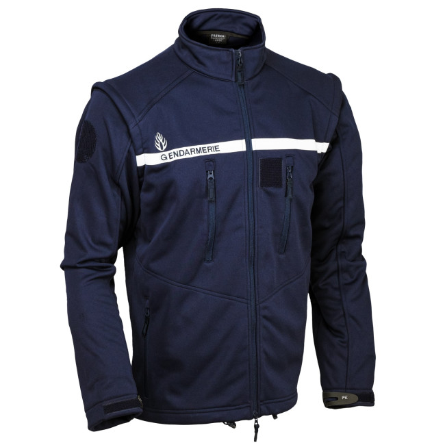 Blouson Softshell Gendarmerie 3 couches Marine manches amovibles - Patrol