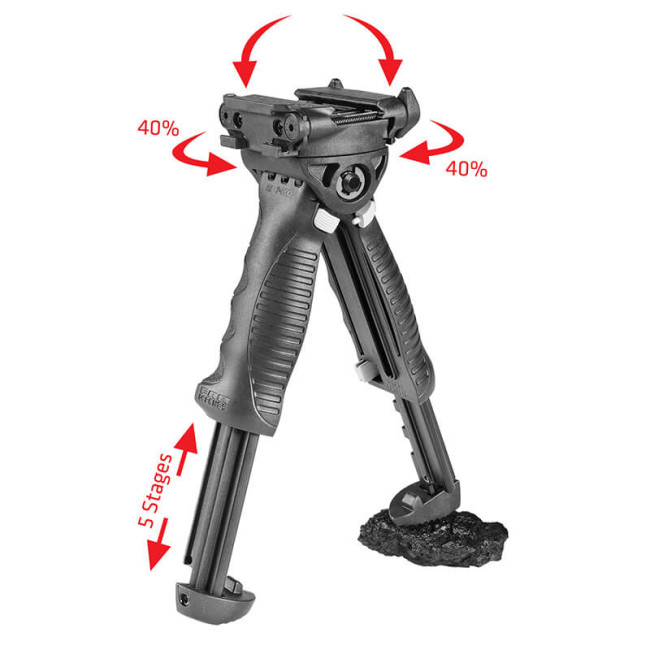 VOORGREEP MET GEÏNTEGREERDE BIPOD EN ROTATIE SYSTEEM - ZWART - Fab defence