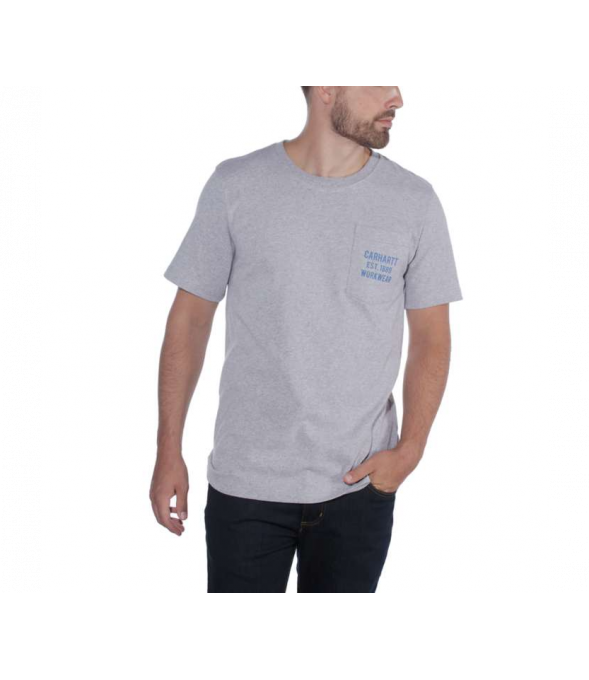 Carhartt T-Shirt de Travail Homme à Poches Col Rond Manche