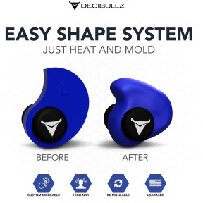 Bouchons d'oreille moulés Bleu - Decibullz