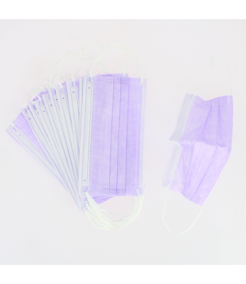 Lot de 50 masques Violet CE EN 14683:2019 + A1:2009 non médical à usage unique