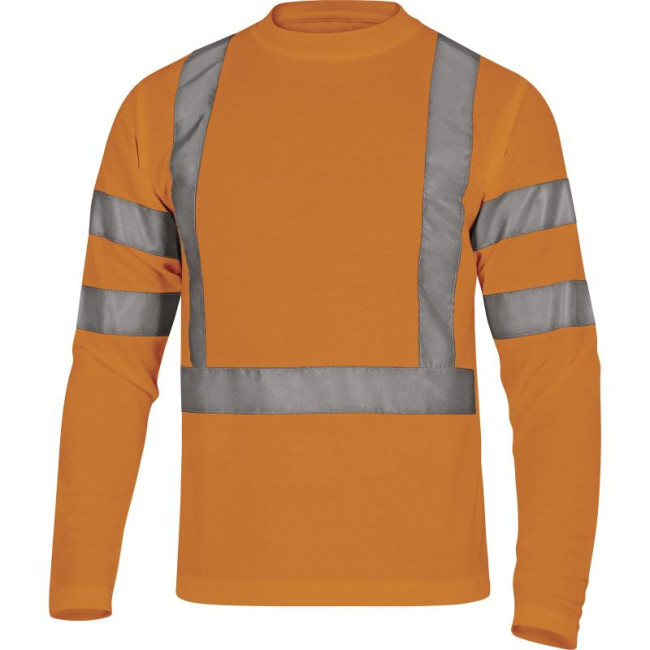 Langärmliges Polyester-T-Shirt mit hoher Sichtbarkeit Orange - Delta Plus