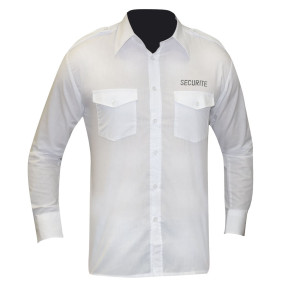 Wit piloothemd lange mouwen geborduurd SECURITE - Patrol