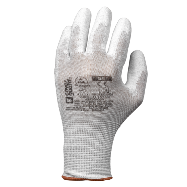 Gants Eurolite EST90 13G polyester/carbone Paume enduite PU - Coverguard