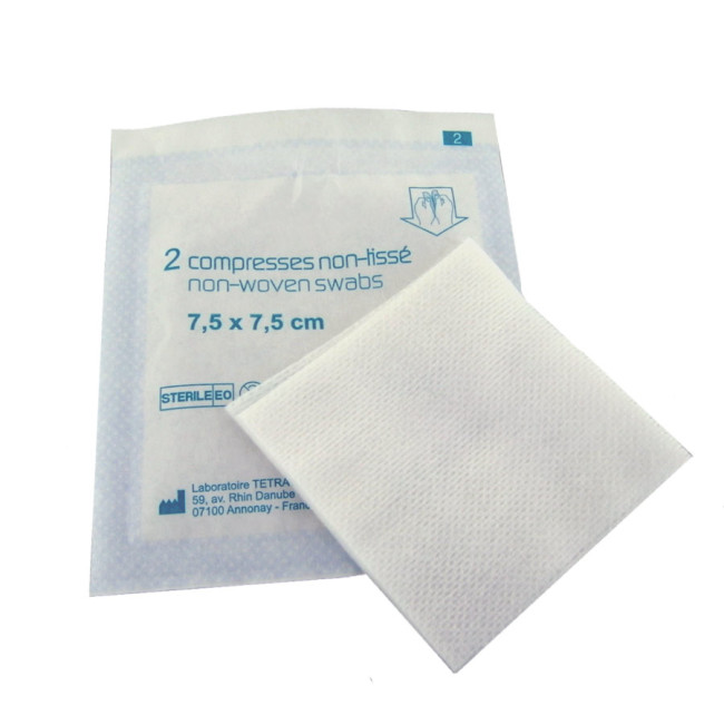 Lot de 2 compresses non tissées stériles 7,5x7,5 cm - CirMédical