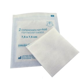 Lot de 2 compresses non tissées stériles 7,5x7,5 cm - CirMédical