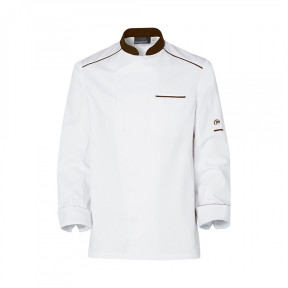 Veste de cuisine homme Néospirit Blanche et Chocolat - Molinel