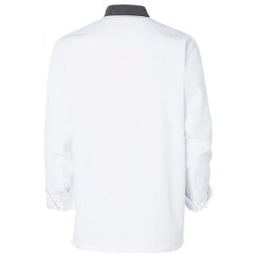 Veste de cuisine homme Ajik manches longues Blanche avec col et liserés pointillés - Molinel