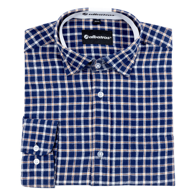 Overhemd lange mouwen Copper Blauw en Grijs - Albatros