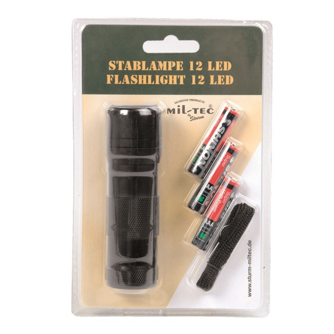 Lampe torche 12 Led (3AAA) noire - Miltec