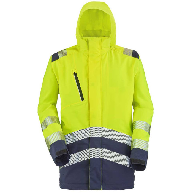 Parka z kapturem Erwin żółta fluo i granatowa - Lafont