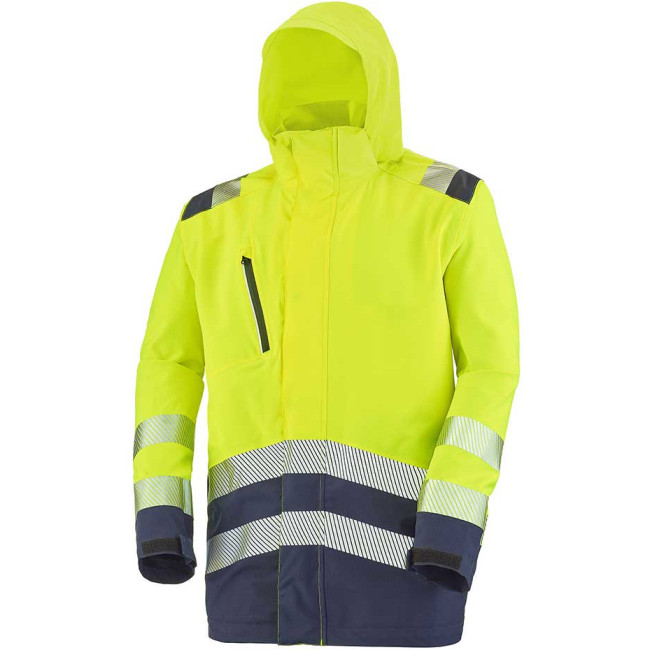 Kurtka z kapturem Erwin żółta fluorescencyjna i granatowa - Lafont