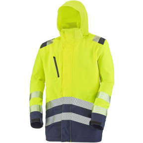 Parka met kap Erwin fluorgeel en marineblauw - Lafont