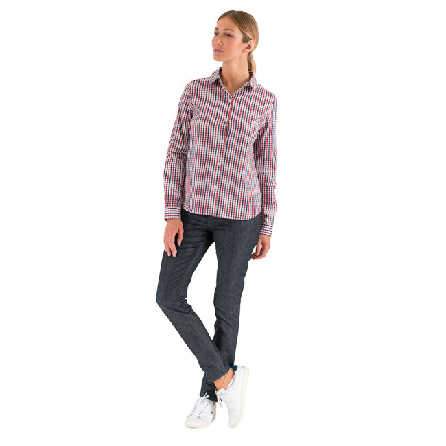 Belleville Bluse kariert Marine / Rot - Lafont