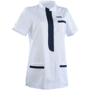 Dames tuniek getailleerde snit Kim wit en marineblauw - Lafont