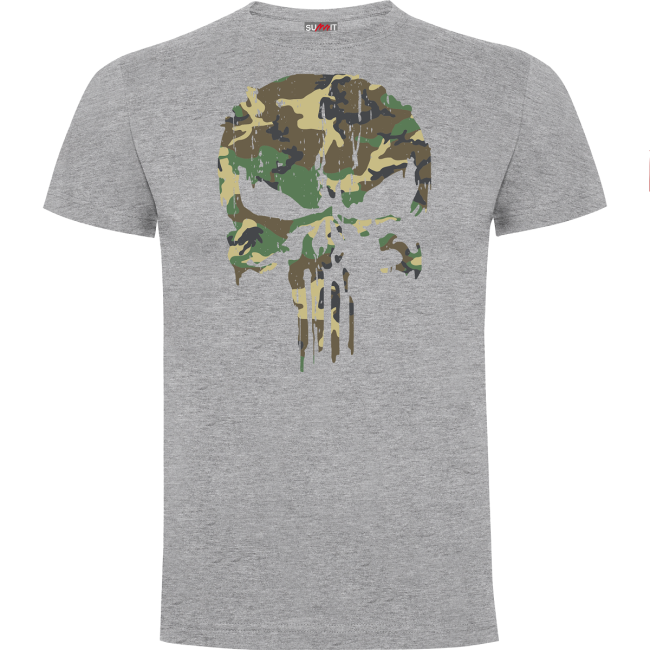 Punisher T-Shirt Woodland Grau meliert - Army Design by Summit Outdoor