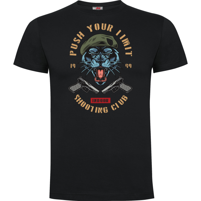 Tee-shirt Noir Push your limit tiger - Army design by Summit Outdoor