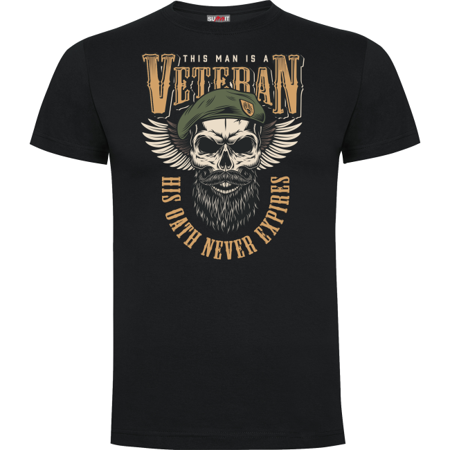 Tee-shirt Noir His oath never expires- Army design by Summit Outdoor