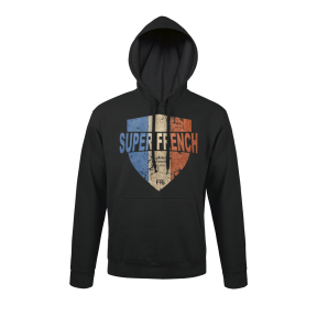 Sweat-shirt Noir Ecusson Superfrench - Army Design by Summit Outdoor