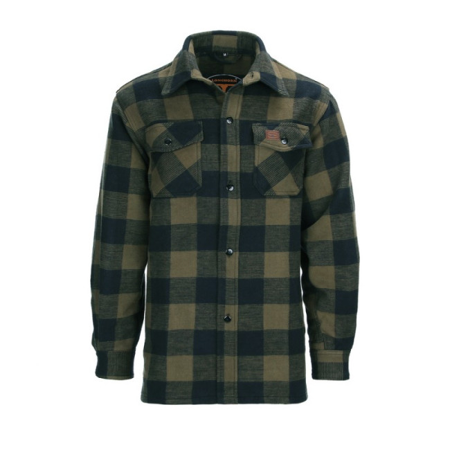 Chemise Flanelle Bûcheron Noir/Olive - Van Os