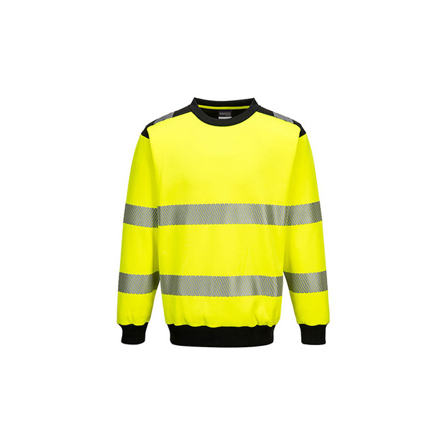PW3 Rundhals-Sweatshirt Hohe Sichtbarkeit Gelb und Schwarz - Portwest