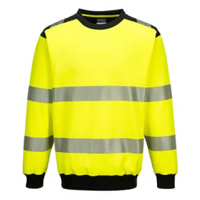 Sweat col rond PW3 haute visibilité Jaune et Noir - Portwest